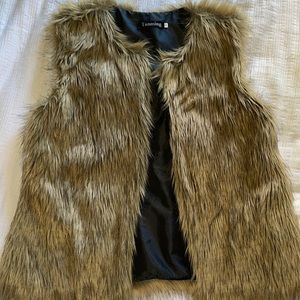 Tan faux fur vest